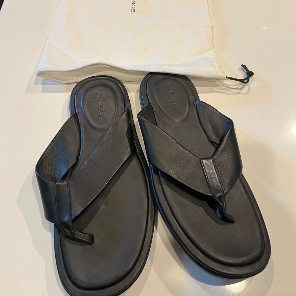 Vince Black Leather Sandals Size 9
